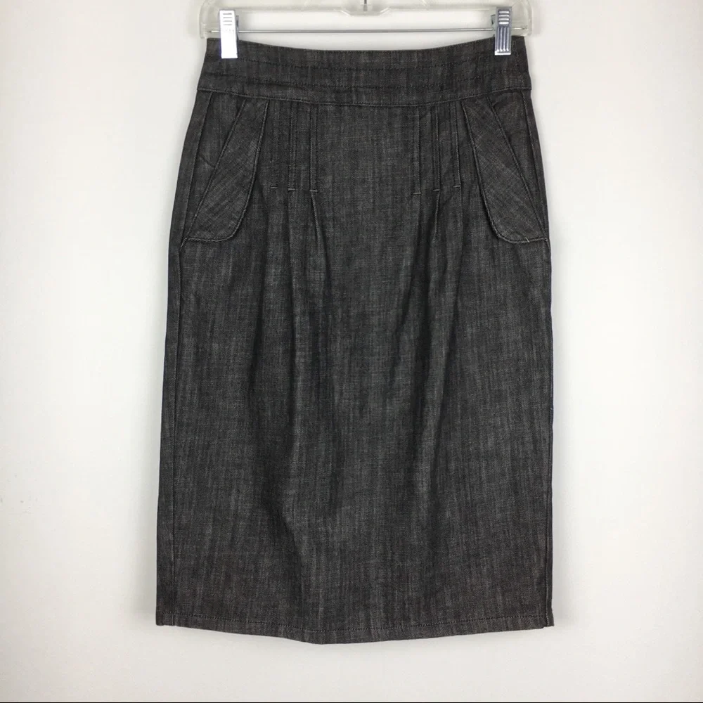 Level 99 Womens Size 27‎ Charcoal Dark Gray Black Denim Jean Pencil Skirt